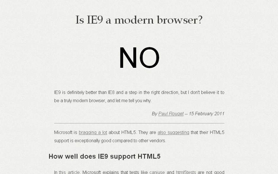 Blog Post: Is IE9 a Modern Browser?
