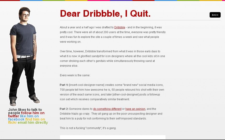 Blog Post: Dear Dribbble, I Quit.